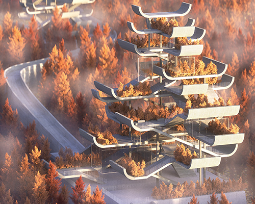 the traditional pagoda style is reinterpreted through a modernist lens