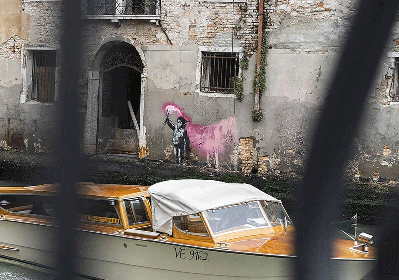 banksy confirms migrant child mural in venice designboom