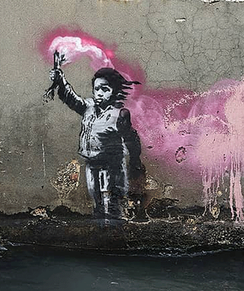 Banksy Confirms Migrant Child Mural In Venice