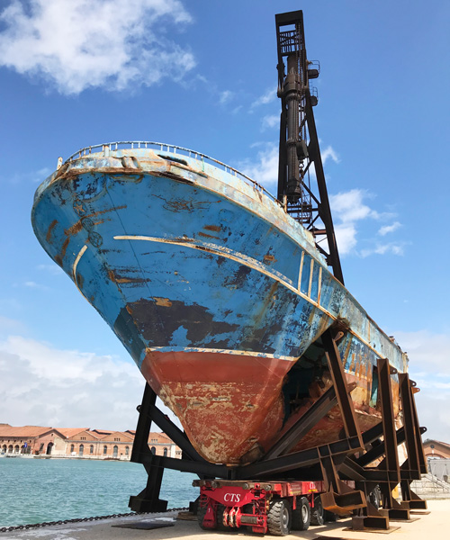 christoph büchel brings boat that killed hundreds of migrants to the venice art biennale