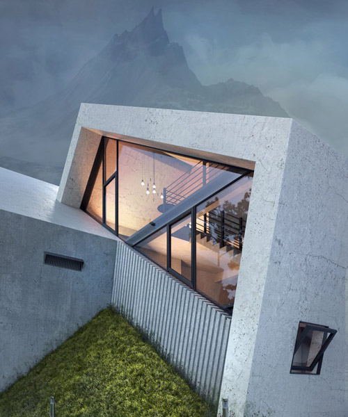 the concrete 'pentahouse' by wamhouse studio is inspired by the shape of mountains