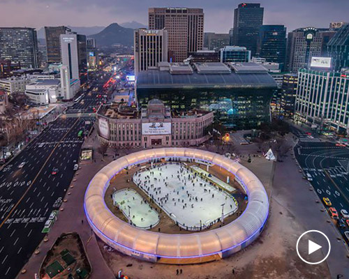 CoRe + graft object form a giant pneumatic ring for seoul square ice rink