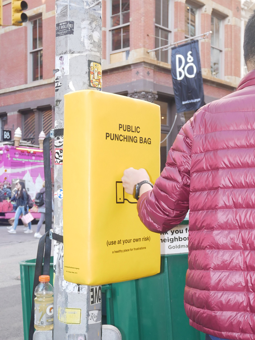 donttakethisthewrongway prescribes cathartic public punching bags during NYCxDESIGN