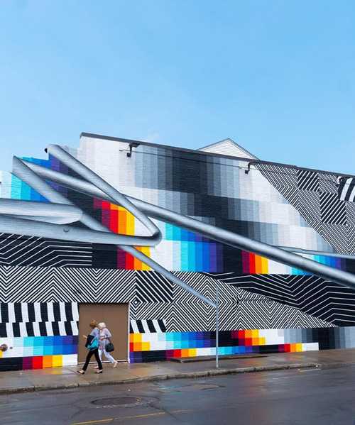felipe pantone creates mural that digitalizes the facade of this new york concert hall
