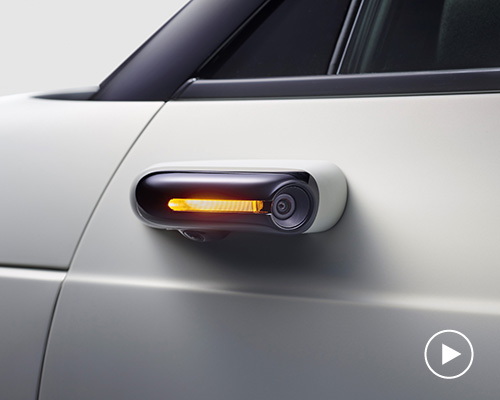 the honda E swaps out conventional side mirrors for side cameras