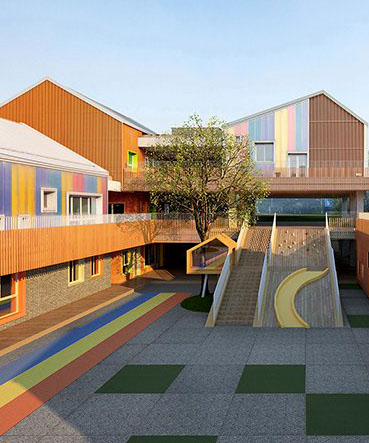colorful kindergarten by init design office adds vibrant layer to chinese cityscape