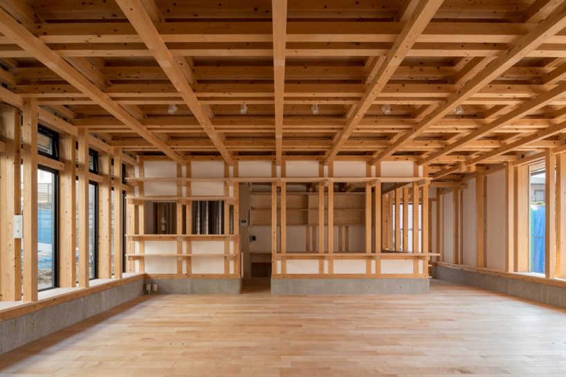 kazuya morita builds wooden lattice frame structure for