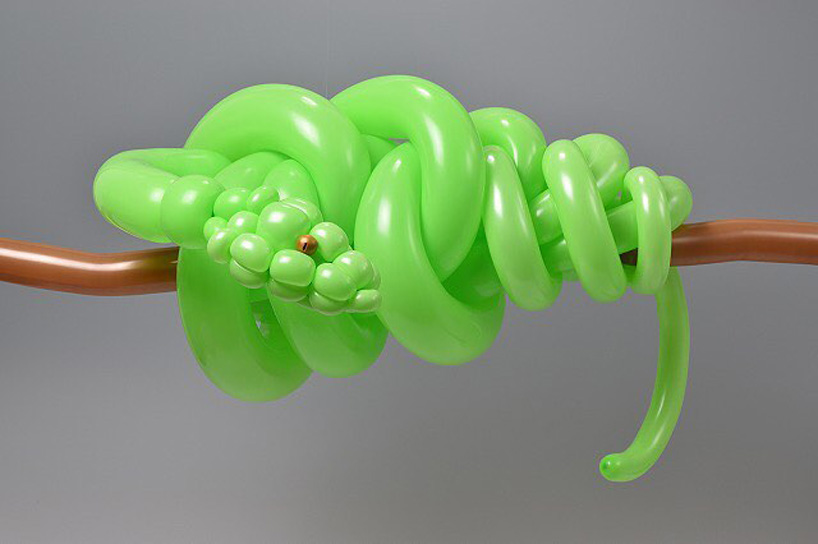 a squid, a chicken, and a beetle, join masayoshi matsumoto's collection of intricate balloon sculptures designboom