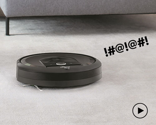 hacked roomba robot screams in pain when it hits into things