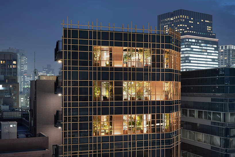 nendo's timber-grid tokyo building tops out with a sky forest terrace