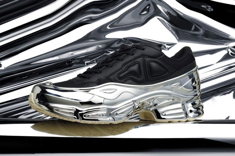 raf simons unveils chrome-covered ozweego sneaker for adidas