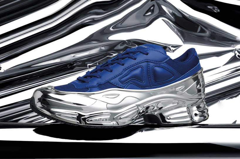 raf simons unveils chrome-covered ozweego sneaker for adidas