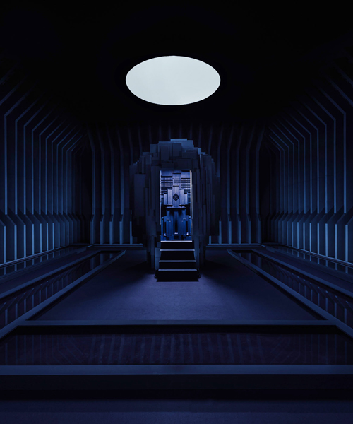 a mysterious blue glow peaks from a passage in this sanctuary within a sanctuary