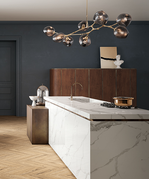sapienstone's textured kitchen surfaces are as elegant as they are resistant