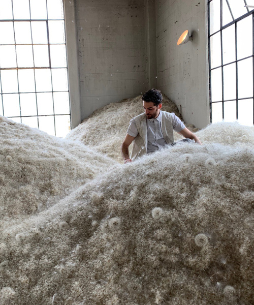 wish-processing center with fluffy piles of dandelions takes over industrial site in LA