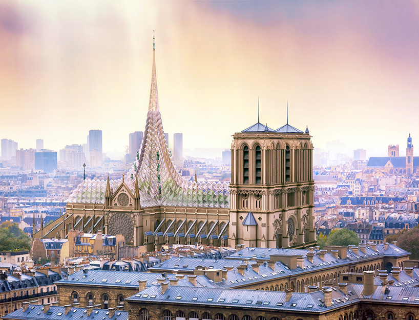 vincent callebaut proposes to unite notre dame’s nave, roof, and spire