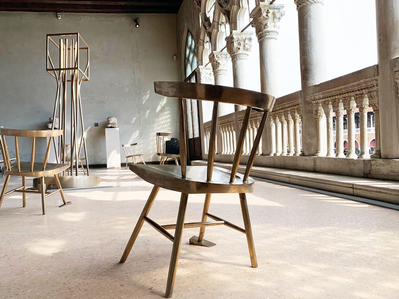 virgil abloh exhibits 'acqua alta' series of sinking furniture during  venice art biennale