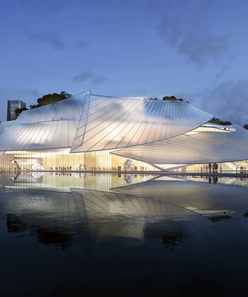 MAD conceives the yiwu grand theater as a boat floating on the water