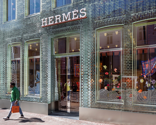 MVRDV's transparent brick store in amsterdam re-opens for Hermès