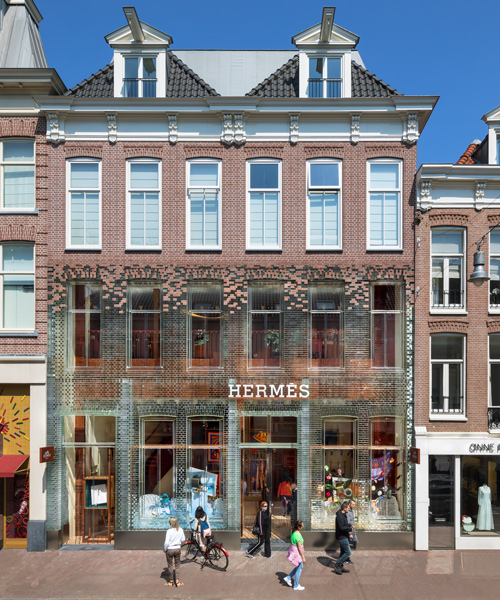 MVRDV's transparent brick store in amsterdam re-opens for Hermès