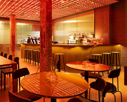 alberto caiola designs shanghai’s 'momenti' restaurant as an evolving environment of color