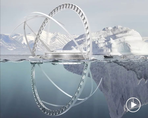 futuristic arctic saver tower sprays seawater to thicken melting ice