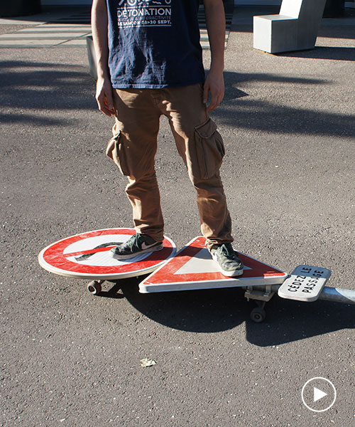 benedetto bufalino transforms street signpost into working skateboard