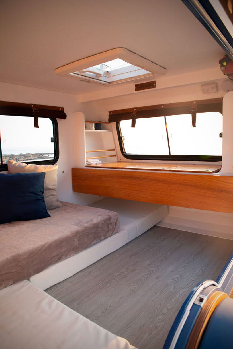 boat-like trailer opens up to the world with oversized