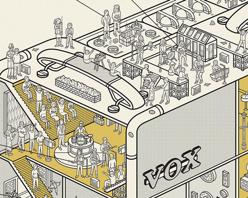 dorothy's illustration cuts through iconic amplifier to reveal rock n roll's greatest moments