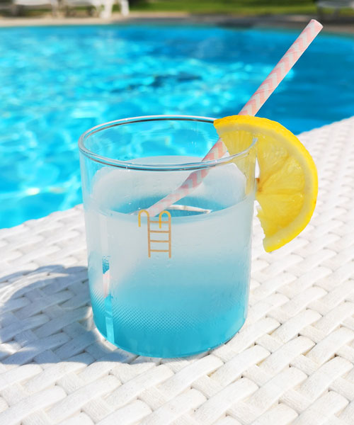 sip water and soak up summertime vibes with duncan shotton's miniature pool glass