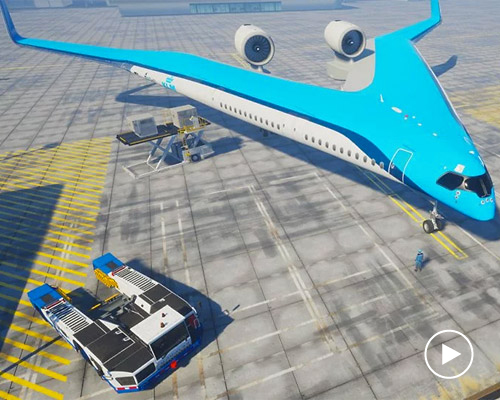 the two-pronged 'flying-V' airplane is KLM and TU delft's vision for sustainable aviation