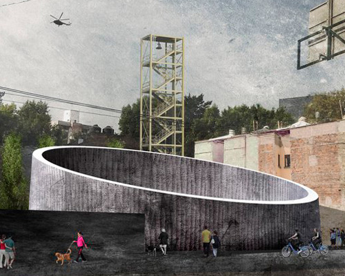 israel lopez balan punctures the site of fallen building with ‘a fortress of time’ in mexico city