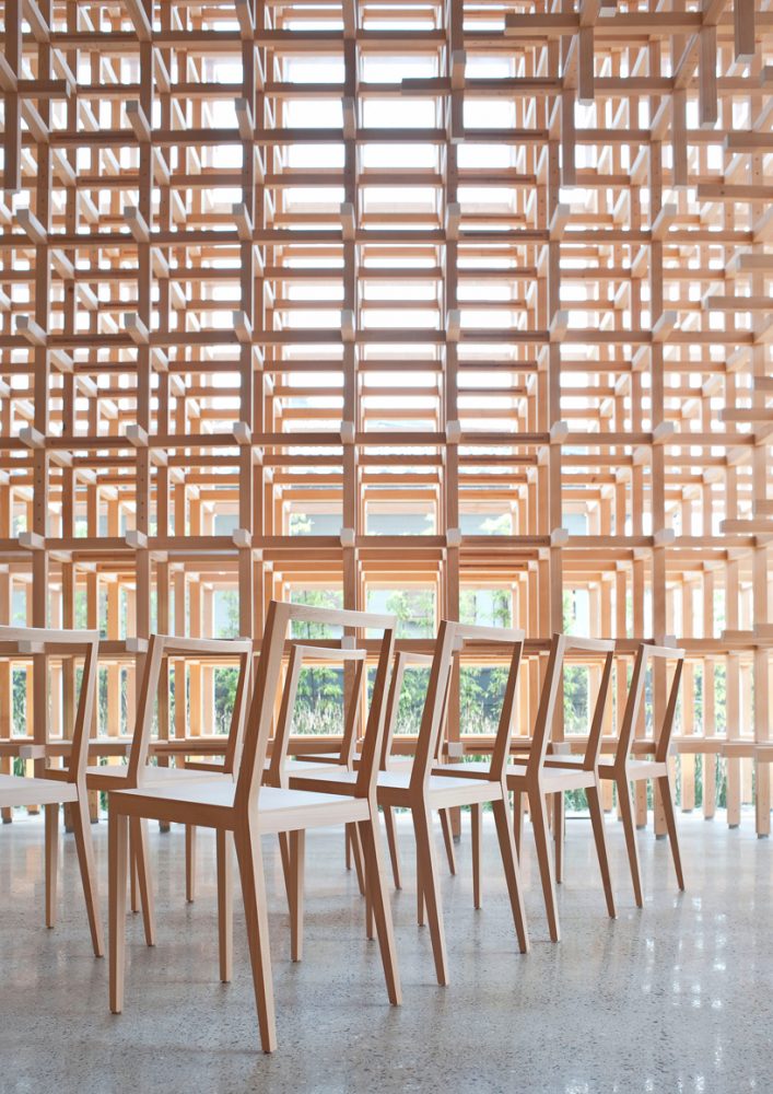 kengo kuma unveils 'furniture that blends into the surroundings' at