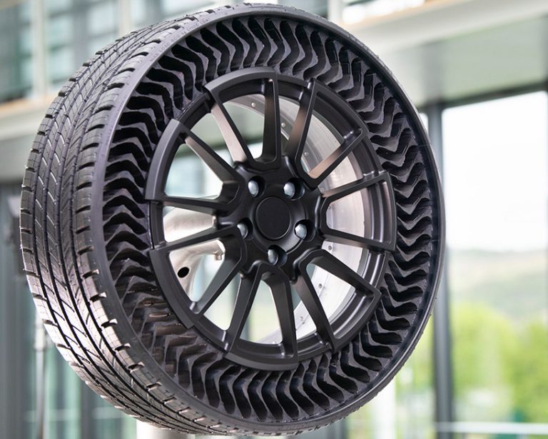 michelin reinvents the wheel with uptis, a punctureproof airless tire