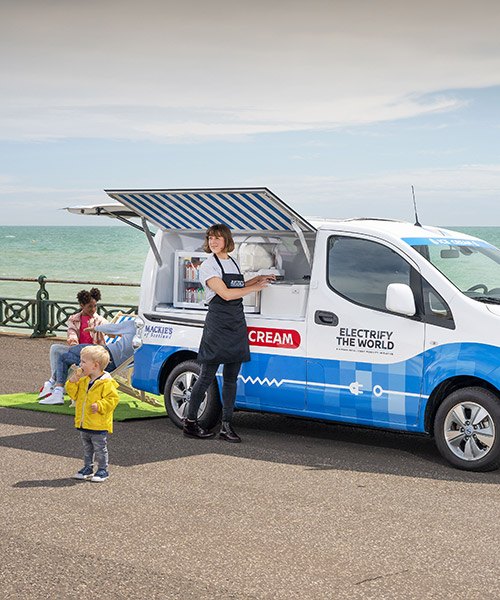 nissan debuts zero-emission ice cream van that uses twitter to entice its customers