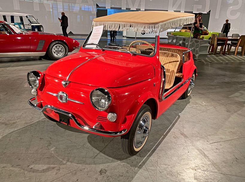 four coach-built fiat beach cars park up at design miami basel 2019