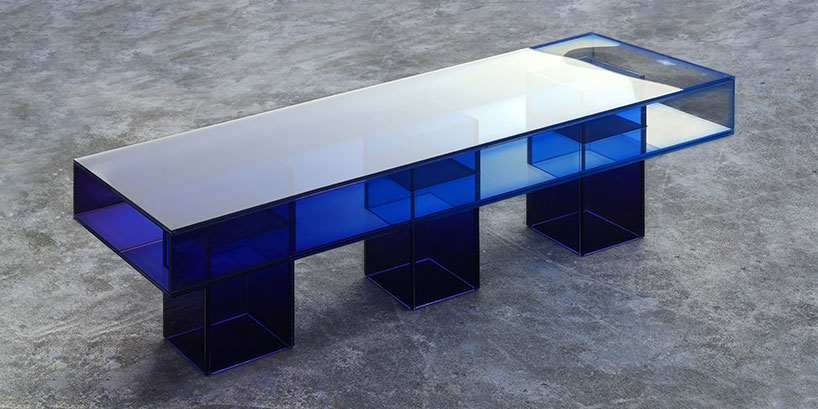 studio BUZAO sculpts blurred, ethereal glass furniture collection for gallery ALL