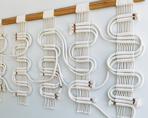 windy chien knots rope into circuit board for palo alto coffee shop