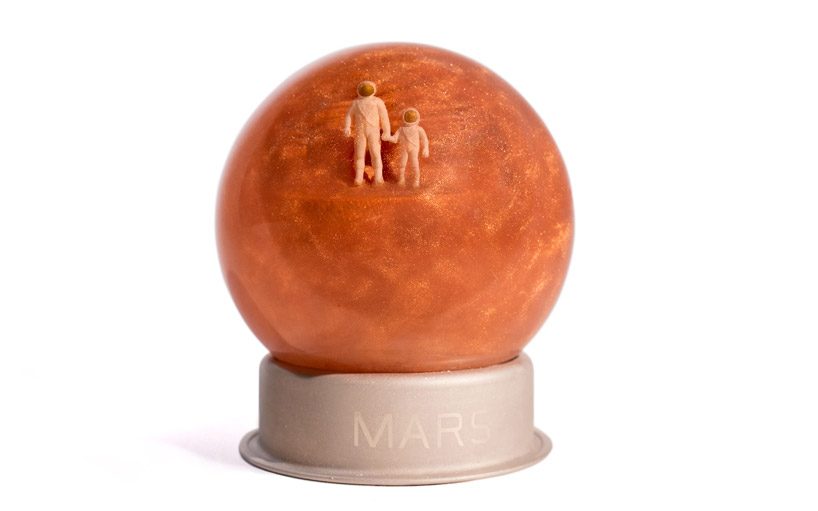 dan abramson's mars dust globe depicts the planet's signature red