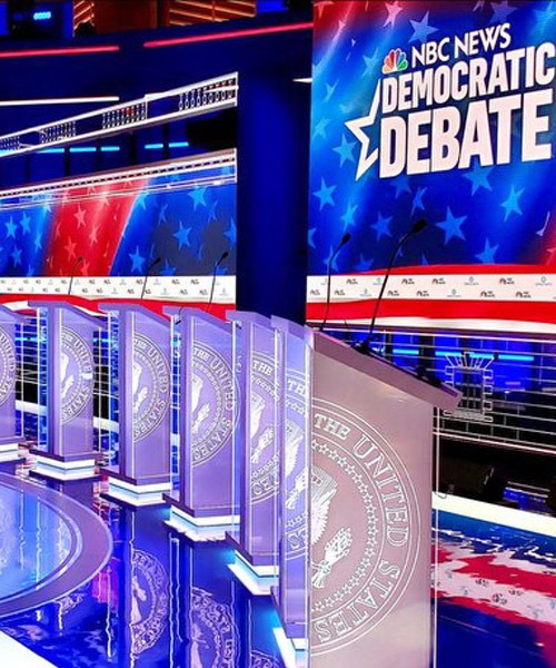 clickspring design creates immersive stage for first democratic presidential debate