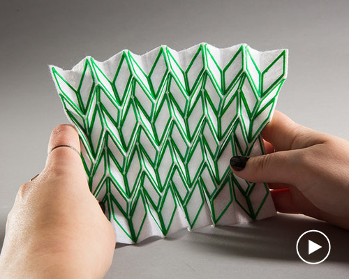conductive origami by yael akirav explores 3D printing onto textiles to turn on light
