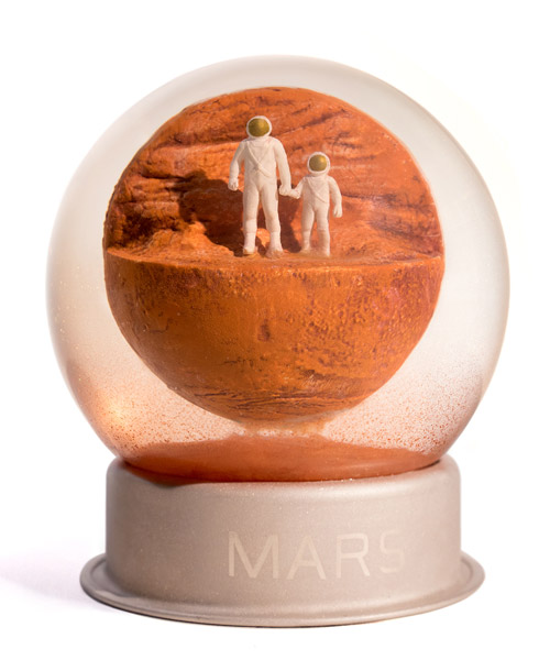 dan abramson's mars dust globe depicts the planet's signature red storms