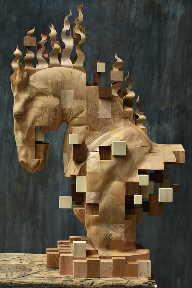 Pixelated Wood Sculptures Carved by Hsu Tung Han — Colossal