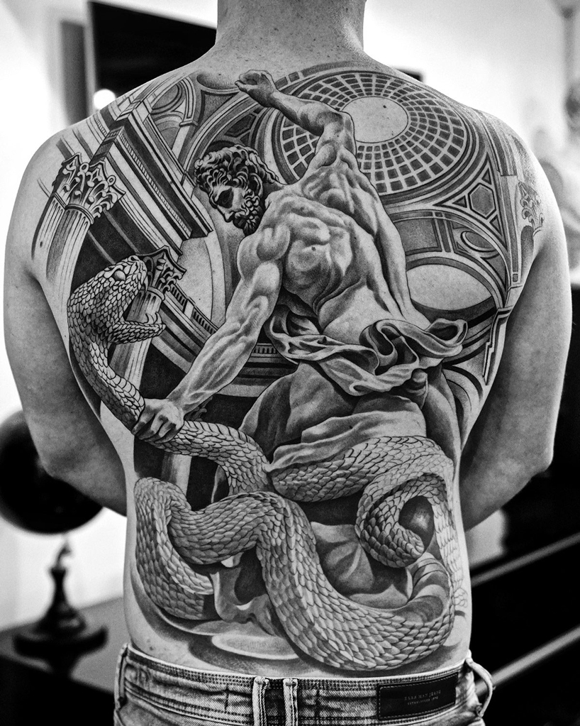 Angel Religious Sleeve Tattoo by Jun Cha