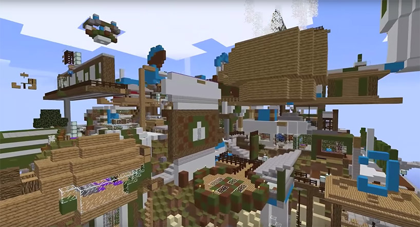 Minecraft une 200 pessoas em construção de super ilha da Starbucks