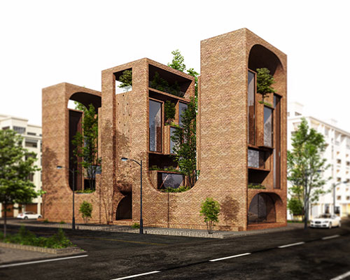 mohamad samiei redefines the residential tower with sweeping brick envelope