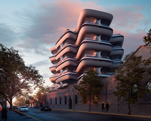 of studio's contemporary residential tower coexists with historical landmark in argentina