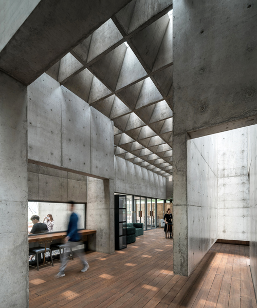 concrete waffle beams bring natural light into vector architects' restaurant in china