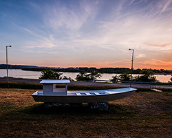 yoko ono alters traditional serbian riverboat to commemorate the end of WWI