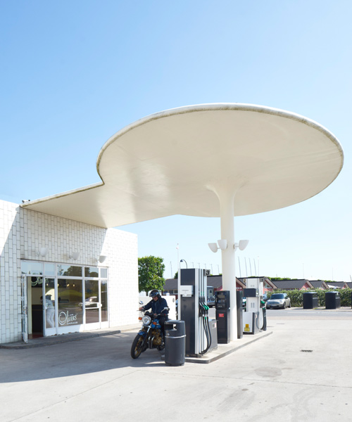 arne jacobsen's skovshoved petrol station photographed by nils koenning